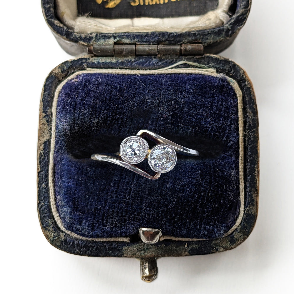 Antique Old European Cut Diamond Toi et Moi Ring