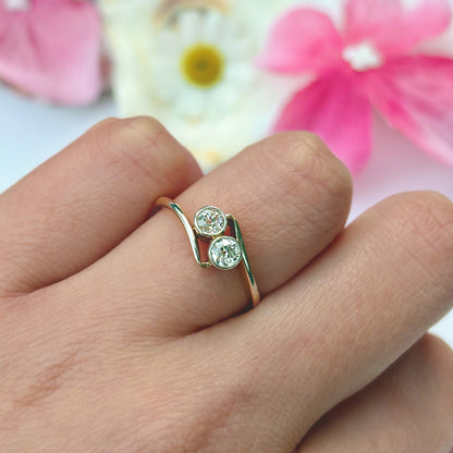 Antique Old European Cut Diamond Toi et Moi Ring