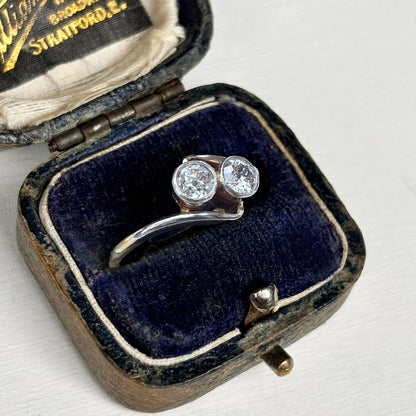 Antique Old European Cut Diamond Toi et Moi Ring