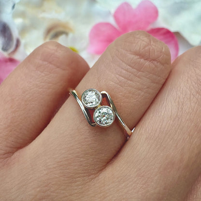 Antique Old European Cut Diamond Toi et Moi Ring