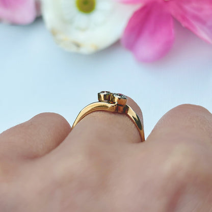 Antique Old European Cut Diamond Toi et Moi Ring