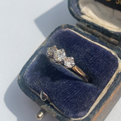 Antique Old European Cut Diamond Trilogy Ring