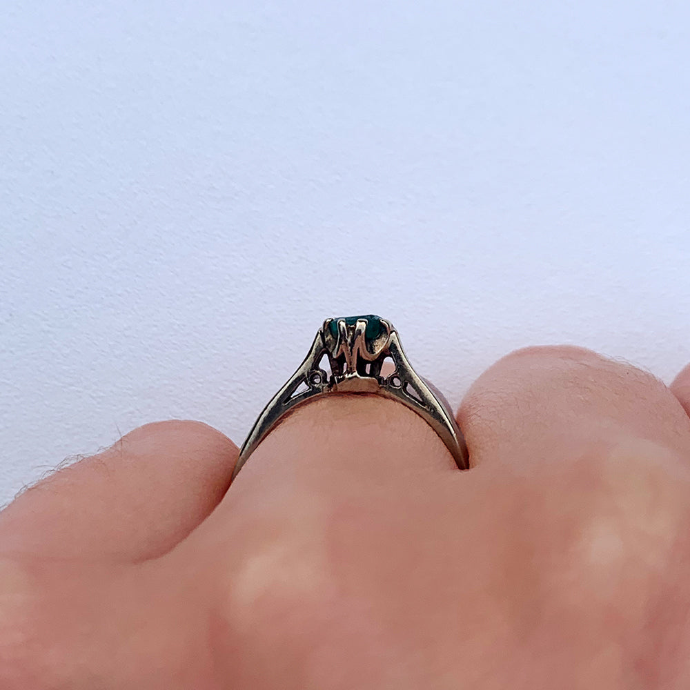 1982 Vintage Emerald Solitaire Ring