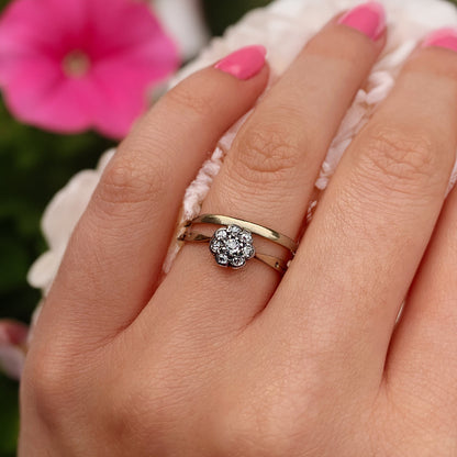 Antique Old European Cut Diamond Daisy Cluster Ring