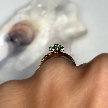 c1980's Vintage Emerald Cluster Ring