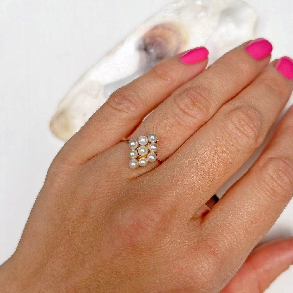 Vintage Pearl Cluster Ring