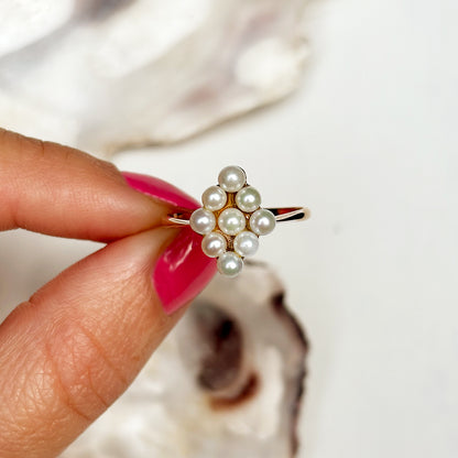 Vintage Pearl Cluster Ring