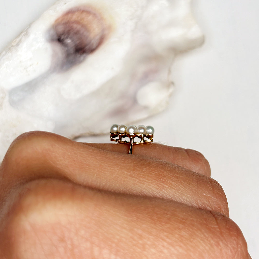 Vintage Pearl Cluster Ring