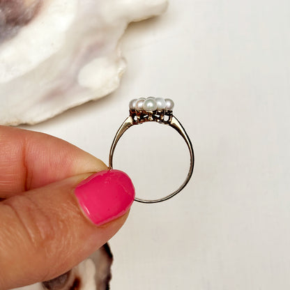 Vintage Pearl Cluster Ring