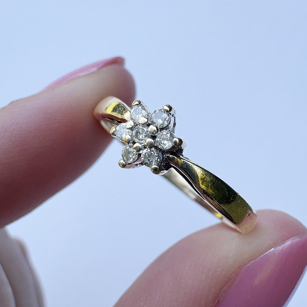 Vintage Diamond Floral Cluster Ring