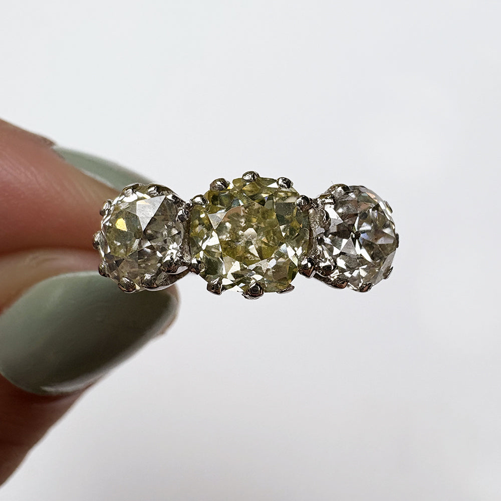 Antique 3.63ct Old European Cut Diamond Trilogy Ring