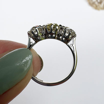 Antique 3.63ct Old European Cut Diamond Trilogy Ring