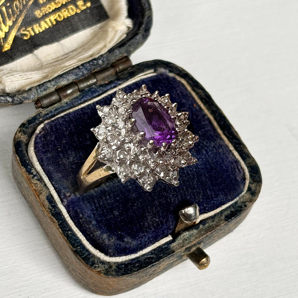 Vintage Amethyst & Diamond Cluster Ring