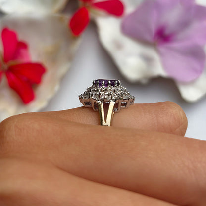 Vintage Amethyst & Diamond Cluster Ring