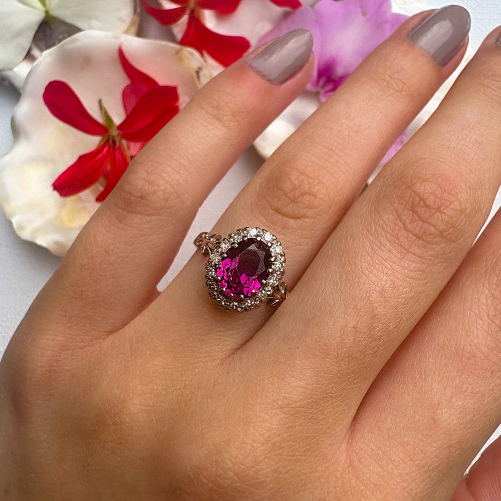 Vintage Amethyst & Diamond Cluster Ring