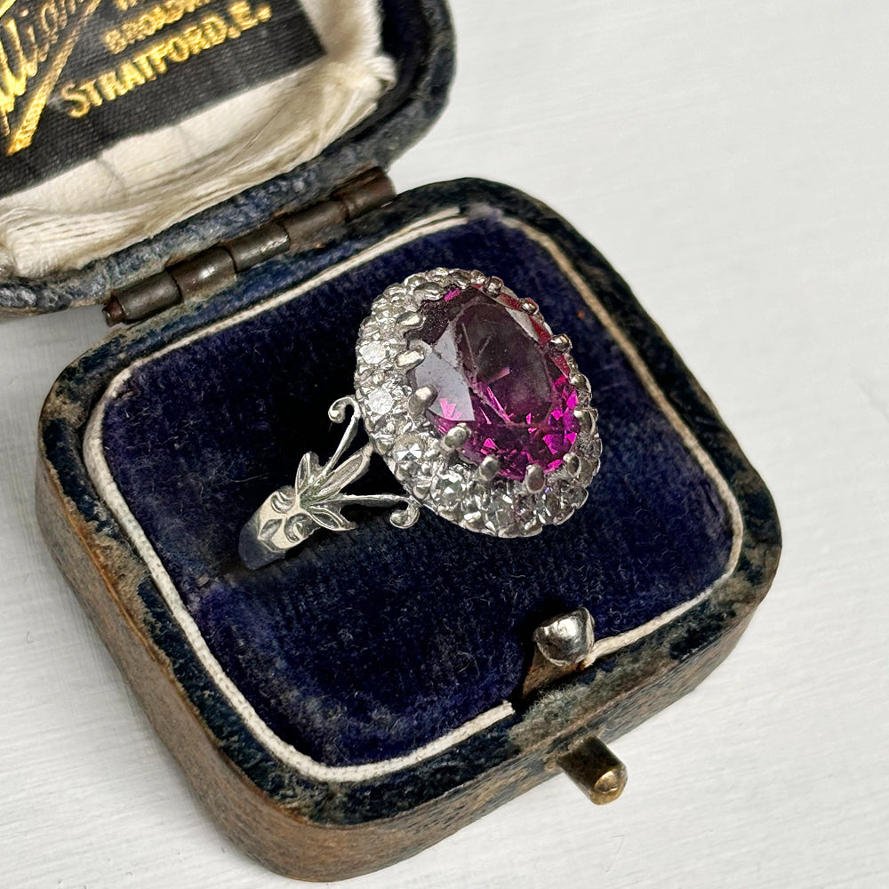 Vintage Amethyst & Diamond Cluster Ring