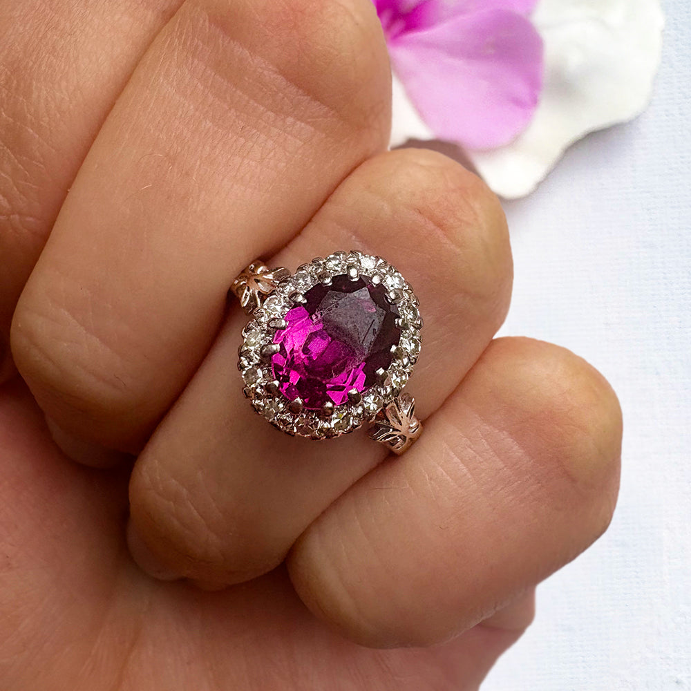 Vintage Amethyst & Diamond Cluster Ring