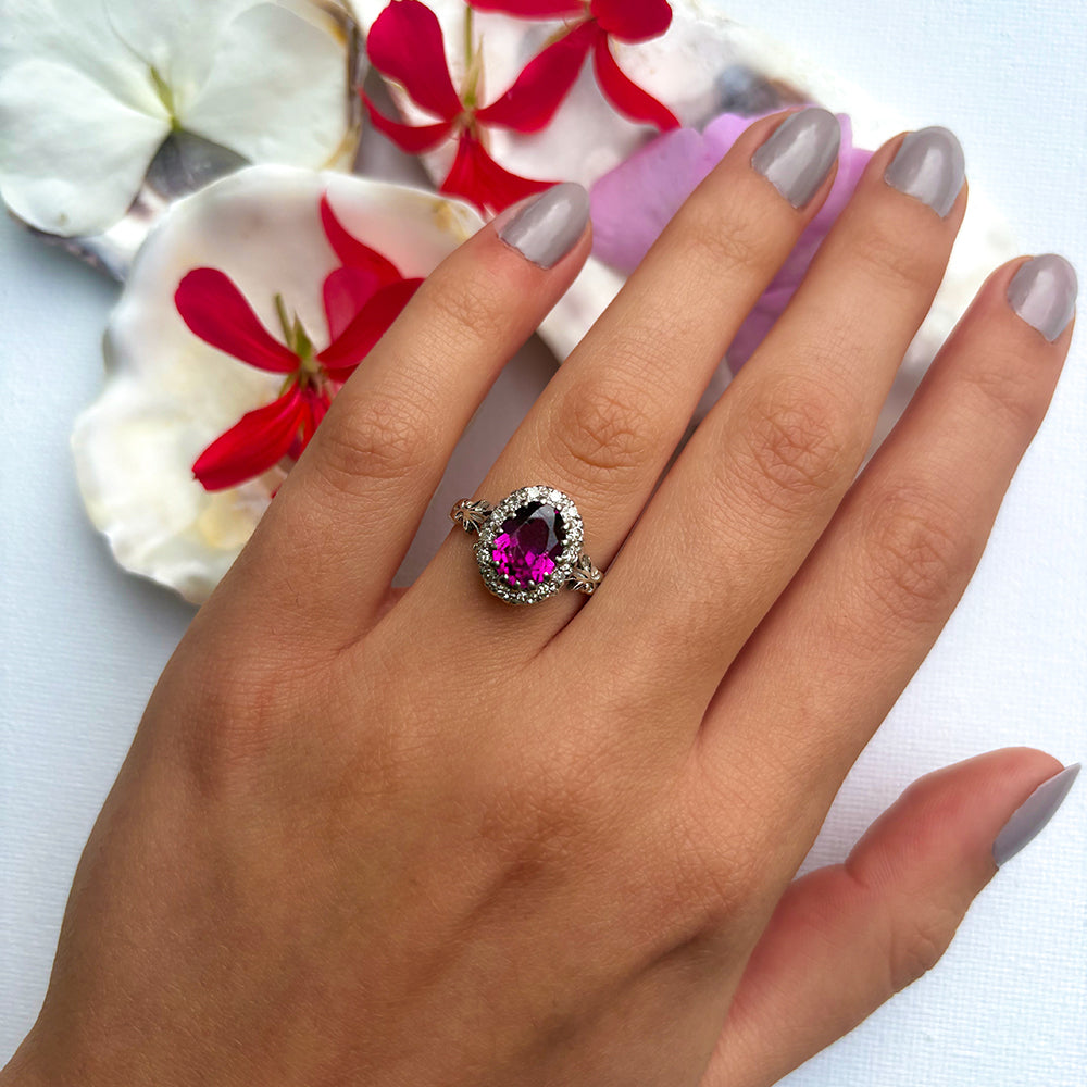 Vintage Amethyst & Diamond Cluster Ring