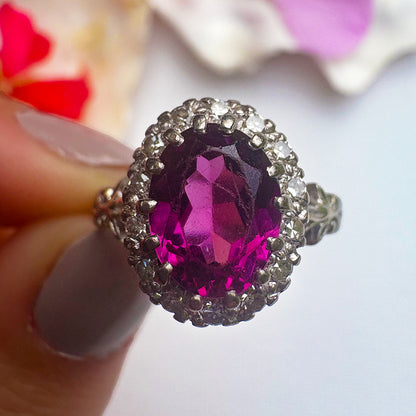 Vintage Amethyst & Diamond Cluster Ring