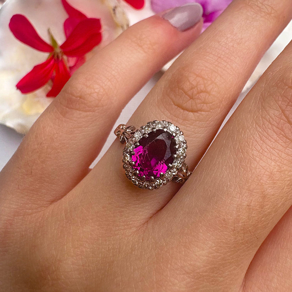 Vintage Amethyst & Diamond Cluster Ring