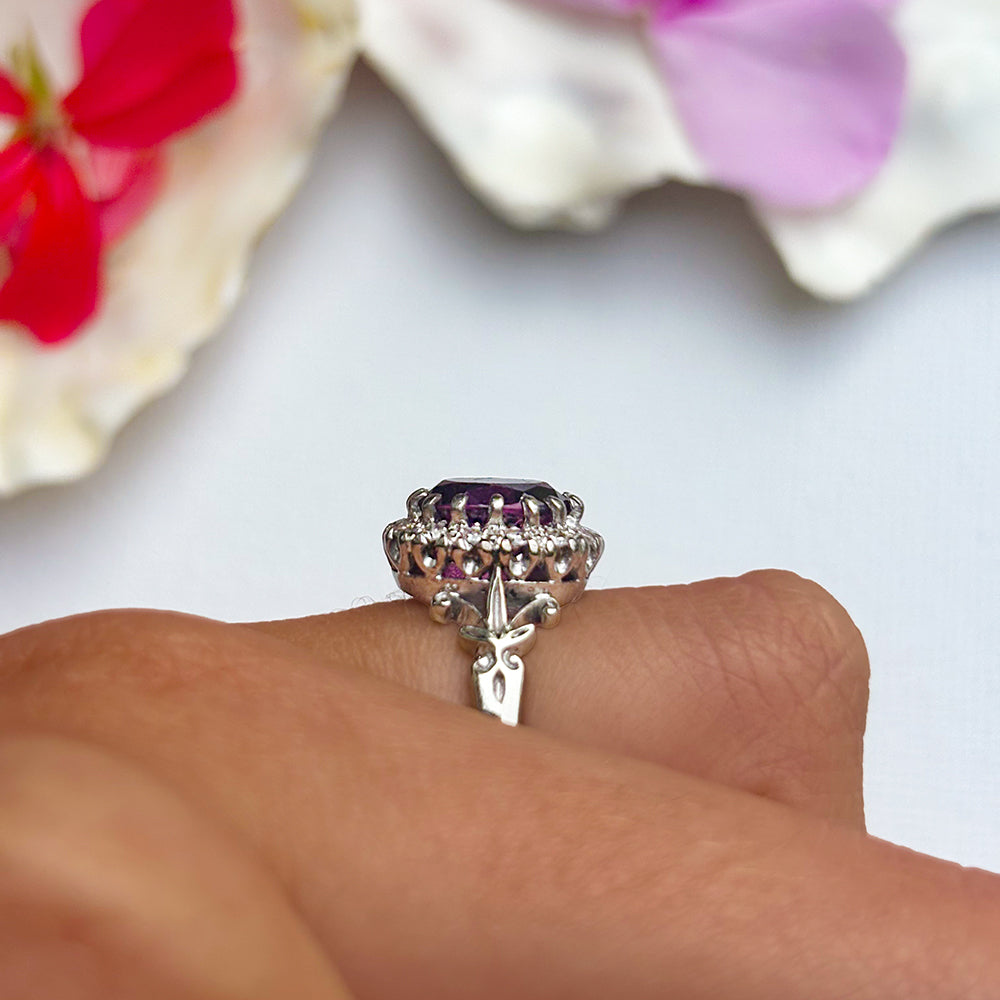 Vintage Amethyst & Diamond Cluster Ring