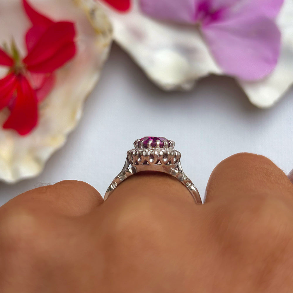 Vintage Amethyst & Diamond Cluster Ring