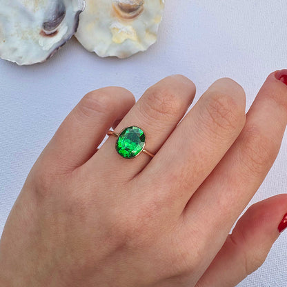 Antique 1817 Oval Cut 6.15ct Emerald Ring