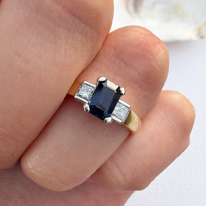1999 Vintage Sapphire & Diamond Trilogy Ring