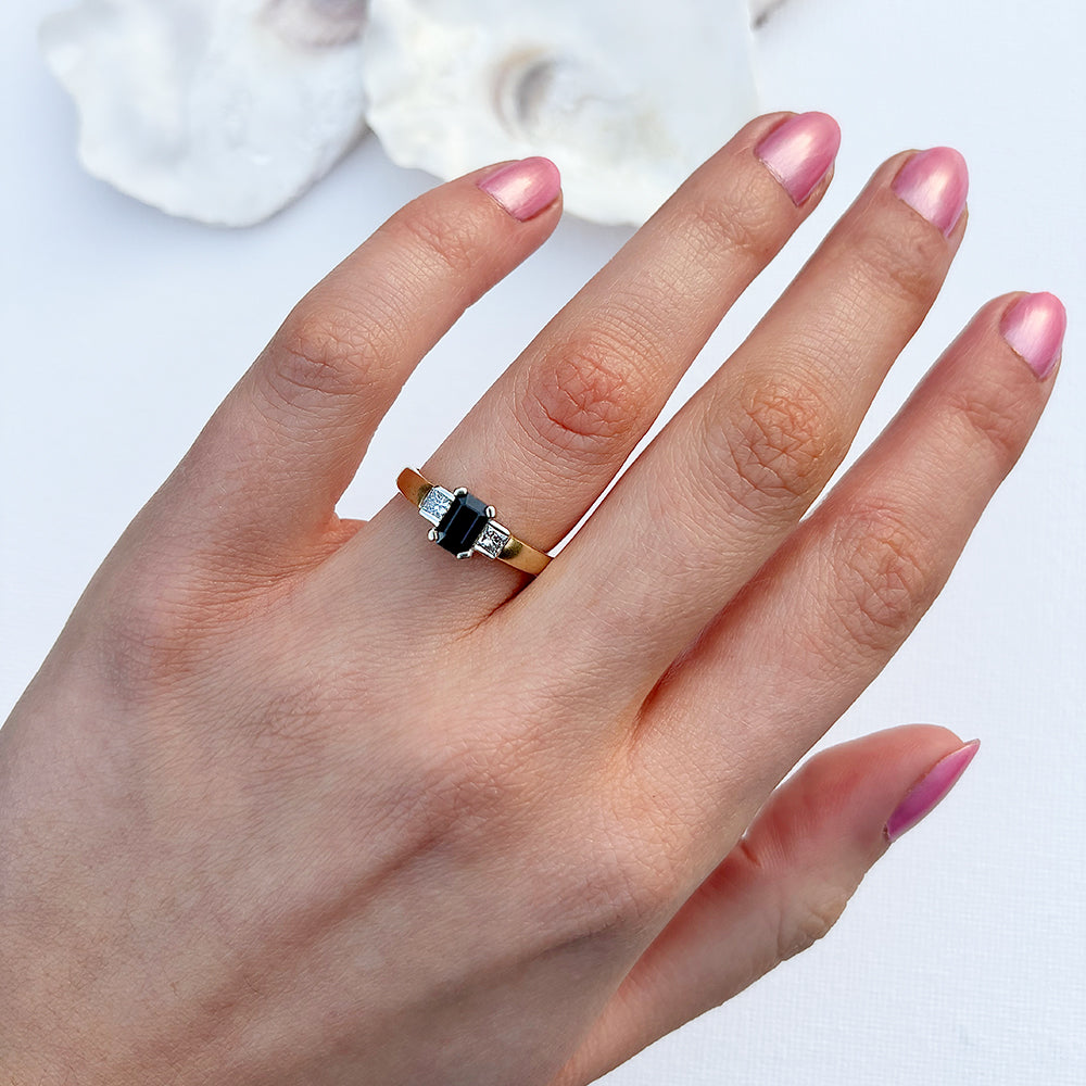 1999 Vintage Sapphire & Diamond Trilogy Ring