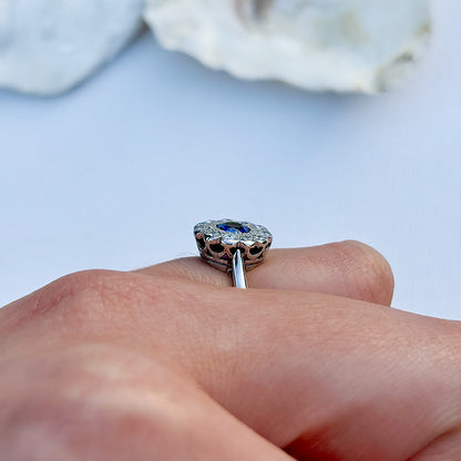 Vintage Art Deco Sapphire & Diamond Cluster