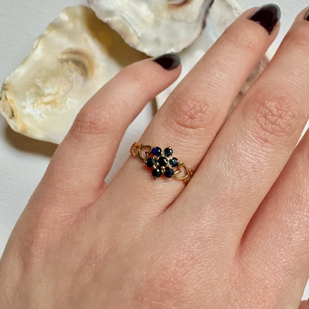 1981 Vintage Sapphire Floral Cluster Ring