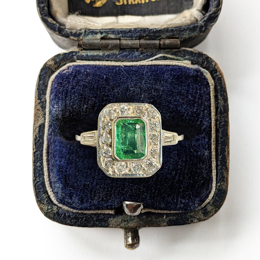 Vintage Emerald & Diamond Cluster Ring