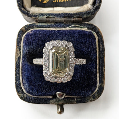 2009 Platinum 2.5ct Emerald Cut Diamond Halo Ring