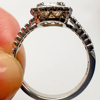 2009 Platinum 2.5ct Emerald Cut Diamond Halo Ring