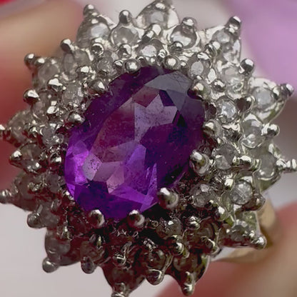 Vintage Amethyst & Diamond Cluster Ring