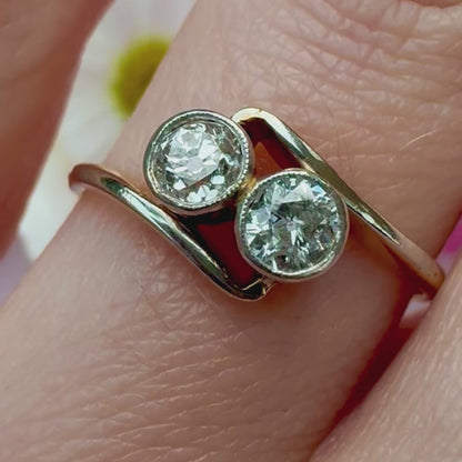 Antique Old European Cut Diamond Toi et Moi Ring