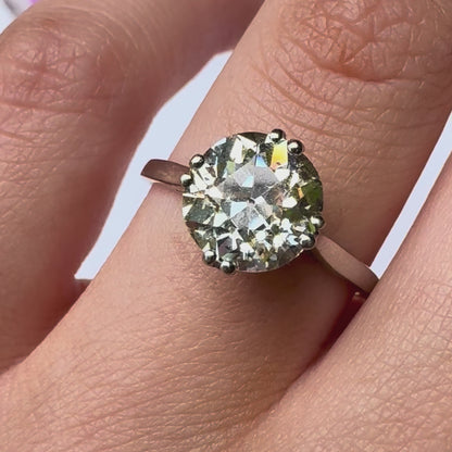 Antique 2.57ct Old European Cut Diamond Solitaire Ring