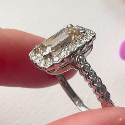 2009 Platinum 2.5ct Emerald Cut Diamond Halo Ring
