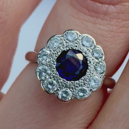 Vintage Art Deco Sapphire & Diamond Cluster