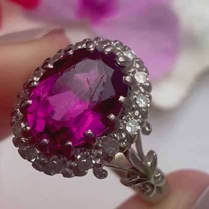 Vintage Amethyst & Diamond Cluster Ring