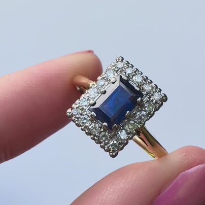 Vintage 0.75ct Sapphire & 0.25ct Diamond Cluster Ring