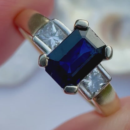 1999 Vintage Sapphire & Diamond Trilogy Ring