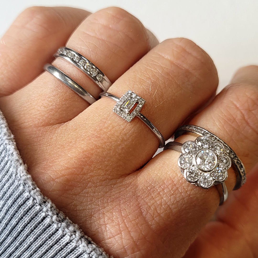 Vintage Baguette Diamond Cluster Ring