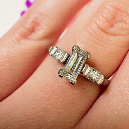 Vintage 18ct White Gold 0.55ct Baguette Diamond Ring