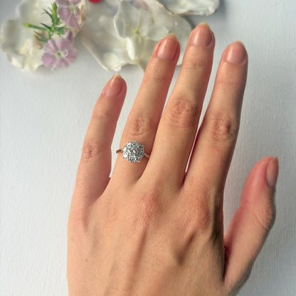 Vintage 18ct Yellow Gold 1ct Diamond Floral Cluster Ring