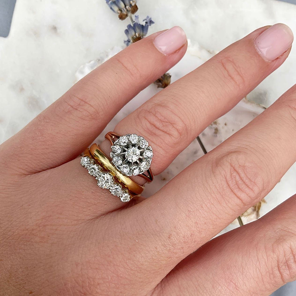 Victorian Antique Diamond Cluster Engagement Ring