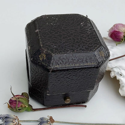 Antique Dark Brown Leather Ring Box