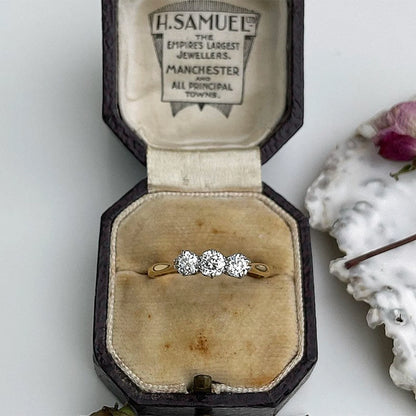 Antique Dark Brown Leather Ring Box