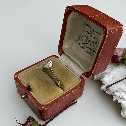 Antique Tan Leather Ring Box