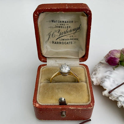 Antique Tan Leather Ring Box